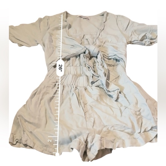 Thakoon Mint Green Romper Women's Size 0 Linen Blend Tie Front Elastic Waist‎ - Picture 11 of 11